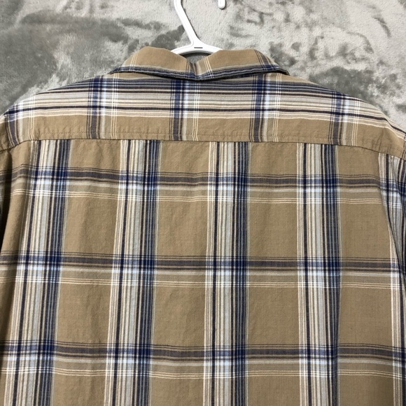 Solaris Men Brown Plaid Shirt Size XL Button Up Short Sleeve Summer Casual - Picture 10 of 12